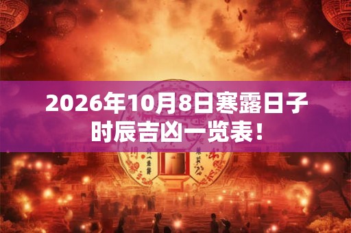 2026年10月8日寒露日子时辰吉凶一览表！