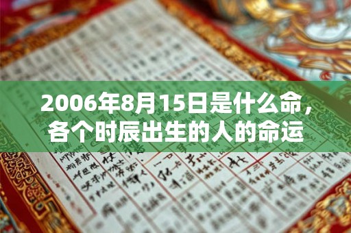 2006年8月15日是什么命，各个时辰出生的人的命运