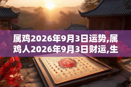 属鸡2026年9月3日运势,属鸡人2026年9月3日财运,生肖鸡2026年9月3日运势