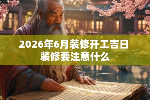 2026年6月装修开工吉日 装修要注意什么