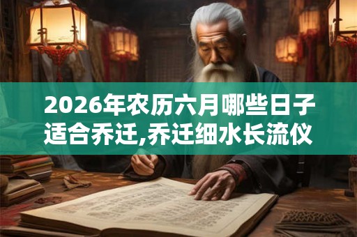 2026年农历六月哪些日子适合乔迁,乔迁细水长流仪式