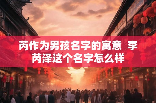 芮作为男孩名字的寓意  李芮泽这个名字怎么样