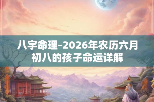 八字命理-2026年农历六月初八的孩子命运详解