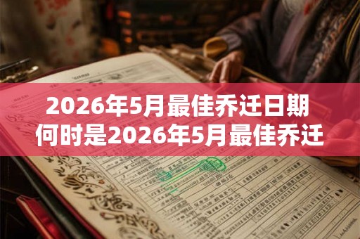 2026年5月最佳乔迁日期 何时是2026年5月最佳乔迁日