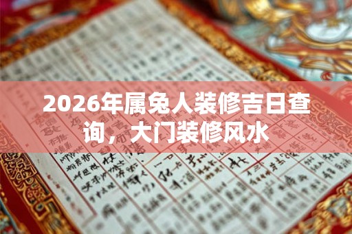 2026年属兔人装修吉日查询,大门装修风水 2026年属兔人装修吉日查询,大门装修风水