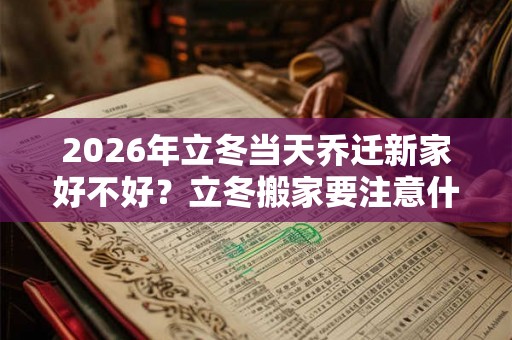 2026年立冬当天乔迁新家好不好？立冬搬家要注意什么？