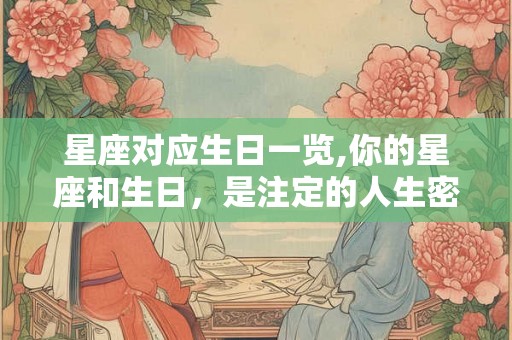 星座对应生日一览,你的星座和生日,是注定的人生密码吗? 星座对应生日一览,你的星座和生日,是注定的人生密码吗?