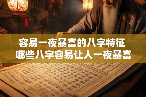 容易一夜暴富的八字特征 哪些八字容易让人一夜暴富