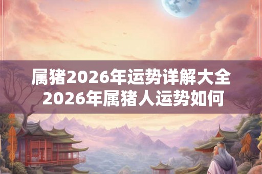 属猪2026年运势详解大全 2026年属猪人运势如何