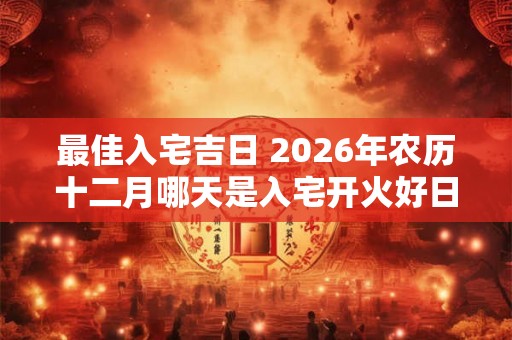 最佳入宅吉日 2026年农历十二月哪天是入宅开火好日子