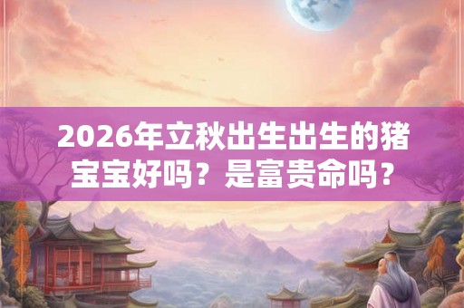 2026年立秋出生出生的猪宝宝好吗？是富贵命吗？
