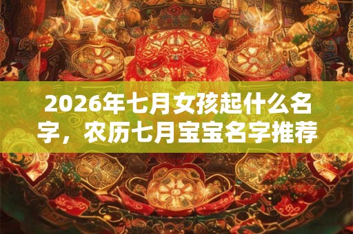 2026年七月女孩起什么名字，农历七月宝宝名字推荐