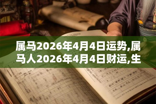 属马2026年4月4日运势,属马人2026年4月4日财运,生肖马2026年4月4日运势