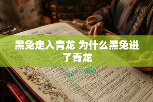 黑兔走入青龙 为什么黑兔进了青龙