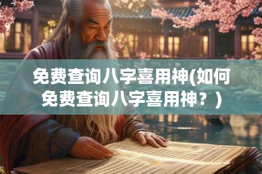 免费查询八字喜用神(如何免费查询八字喜用神？)