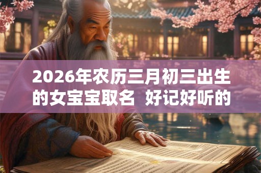 2026年农历三月初三出生的女宝宝取名  好记好听的
