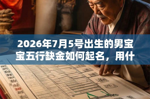 2026年7月5号出生的男宝宝五行缺金如何起名，用什么字好