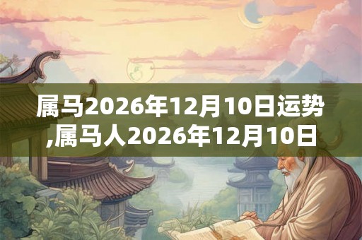 属马2026年12月10日运势,属马人2026年12月10日财运,生肖马2026年12月10日运势