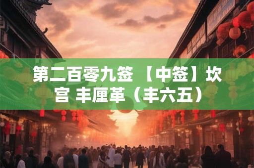第二百零九签 【中签】坎宫 丰厘革(丰六五) 第二百零九签 【中签】坎宫 丰厘革(丰六五)