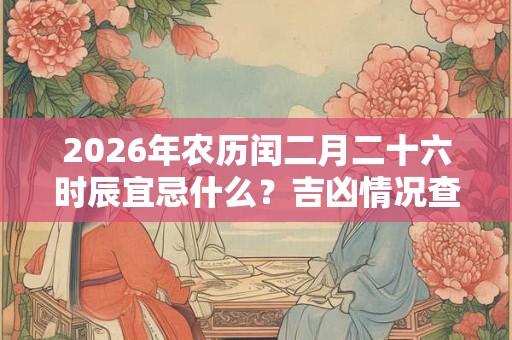 2026年农历闰二月二十六时辰宜忌什么?吉凶情况查询 2026年农历闰二月二十六时辰宜忌什么?吉凶情况查询