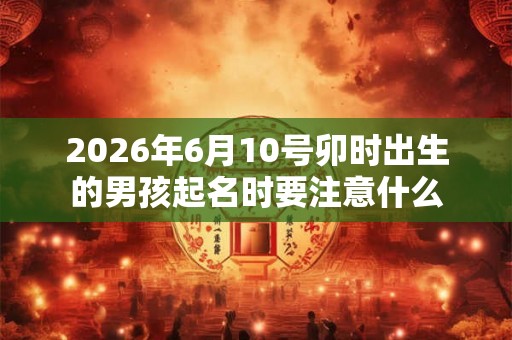 2026年6月10号卯时出生的男孩起名时要注意什么