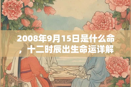 2008年9月15日是什么命，十二时辰出生命运详解