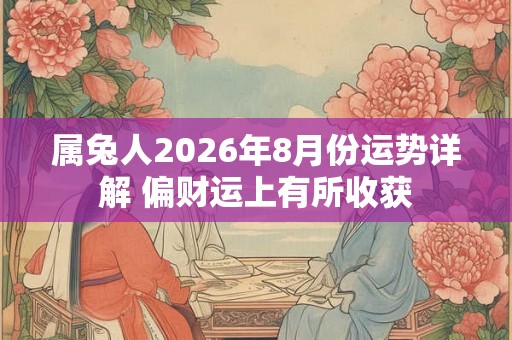 属兔人2026年8月份运势详解 偏财运上有所收获