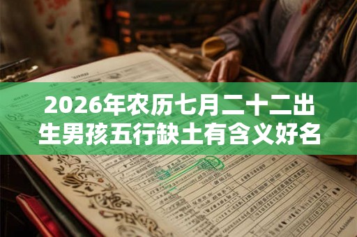 2026年农历七月二十二出生男孩五行缺土有含义好名字推荐