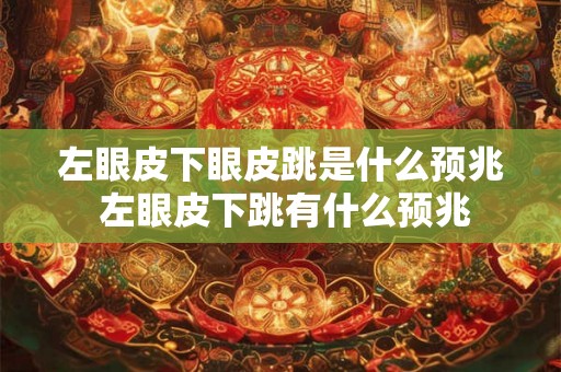 左眼皮下眼皮跳是什么预兆 左眼皮下跳有什么预兆 左眼皮下眼皮跳是什么预兆 左眼皮下跳有什么预兆