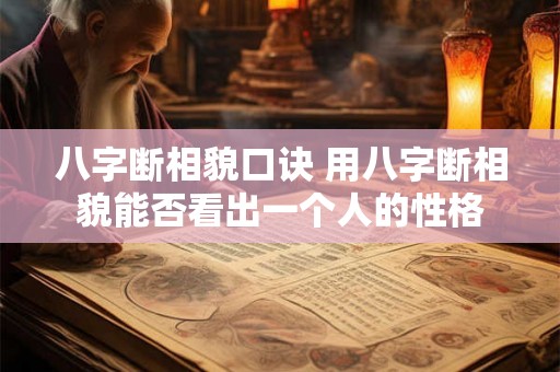 八字断相貌口诀 用八字断相貌能否看出一个人的性格 八字断相貌口诀 用八字断相貌能否看出一个人的性格