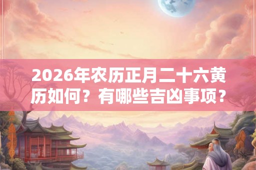 2026年农历正月二十六黄历如何？有哪些吉凶事项？
