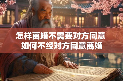 怎样离婚不需要对方同意 如何不经对方同意离婚