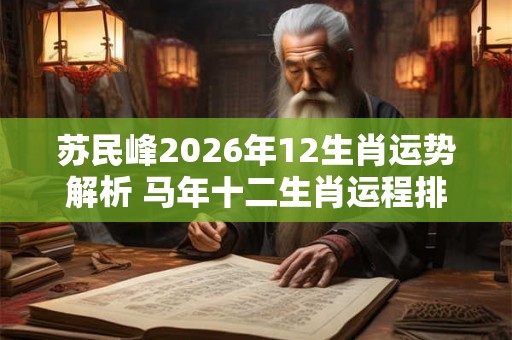 苏民峰2026年12生肖运势解析 马年十二生肖运程排行榜 苏民峰2026年12生肖运势解析 马年十二生肖运程排行榜