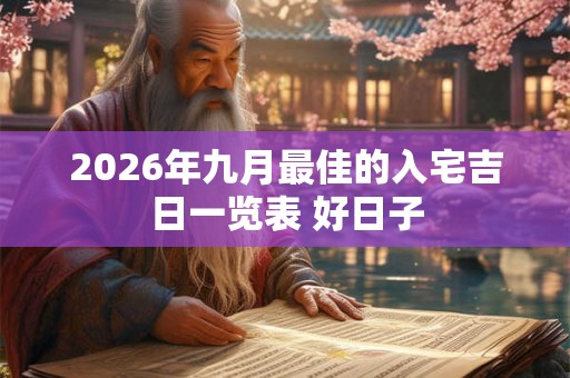 2026年九月最佳的入宅吉日一览表 好日子