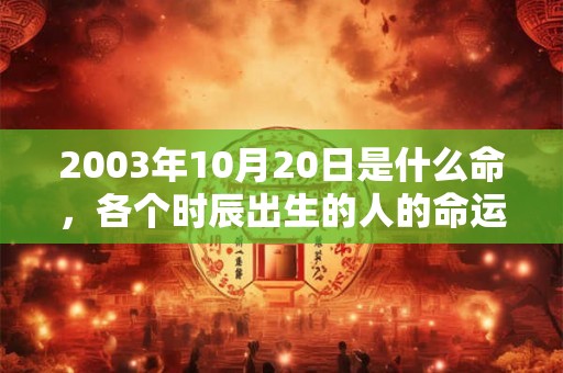 2003年10月20日是什么命，各个时辰出生的人的命运