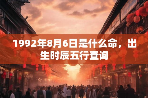 1992年8月6日是什么命，出生时辰五行查询