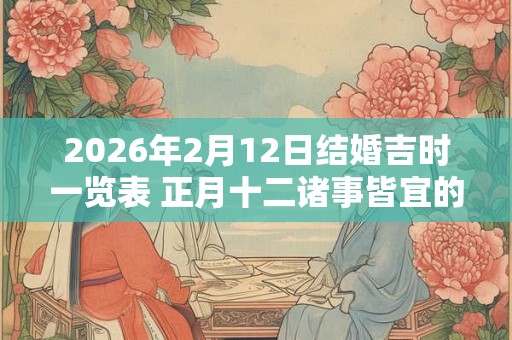 2026年2月12日结婚吉时一览表 正月十二诸事皆宜的好时辰 2026年2月12日结婚吉时一览表 正月十二诸事皆宜的好时辰