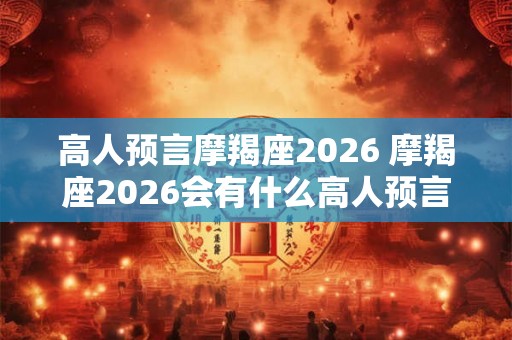 高人预言摩羯座2026 摩羯座2026会有什么高人预言
