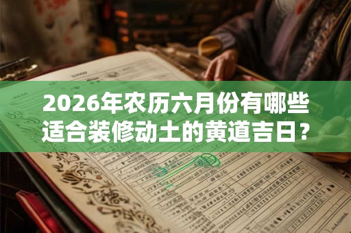 2026年农历六月份有哪些适合装修动土的黄道吉日？
