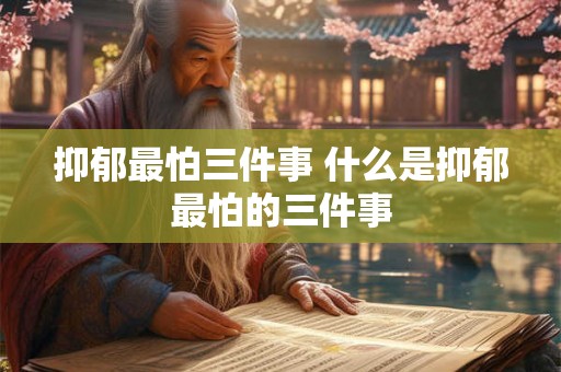 抑郁最怕三件事 什么是抑郁最怕的三件事