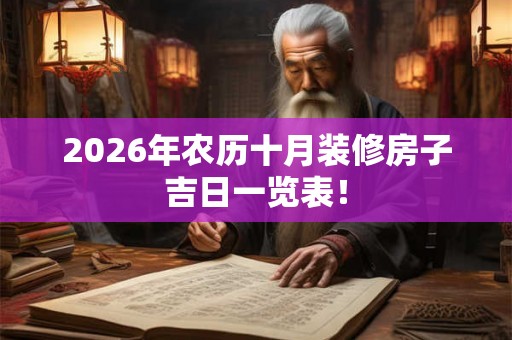 2026年农历十月装修房子吉日一览表! 2026年农历十月装修房子吉日一览表!