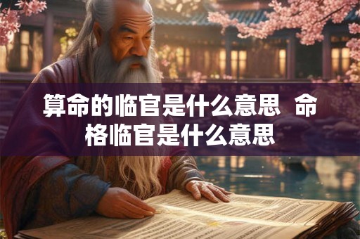算命的临官是什么意思  命格临官是什么意思