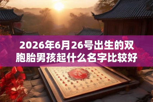 2026年6月26号出生的双胞胎男孩起什么名字比较好，五行属什么