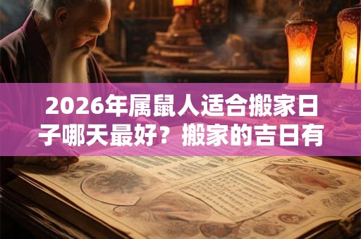 2026年属鼠人适合搬家日子哪天最好？搬家的吉日有哪些？