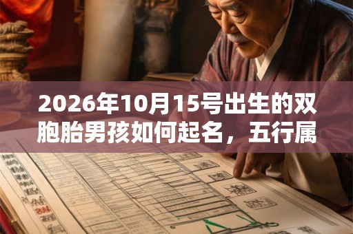 2026年10月15号出生的双胞胎男孩如何起名，五行属什么