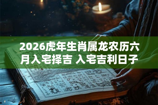 2026虎年生肖属龙农历六月入宅择吉 入宅吉利日子