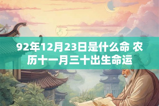 92年12月23日是什么命 农历十一月三十出生命运 92年12月23日是什么命 农历十一月三十出生命运