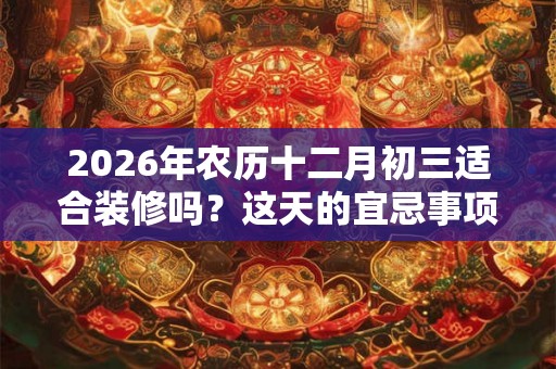 2026年农历十二月初三适合装修吗？这天的宜忌事项是什么？
