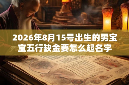 2026年8月15号出生的男宝宝五行缺金要怎么起名字