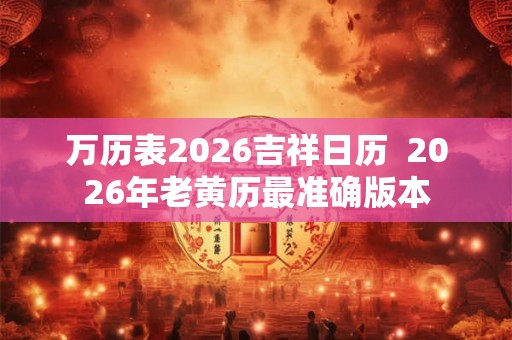 万历表2026吉祥日历  2026年老黄历最准确版本